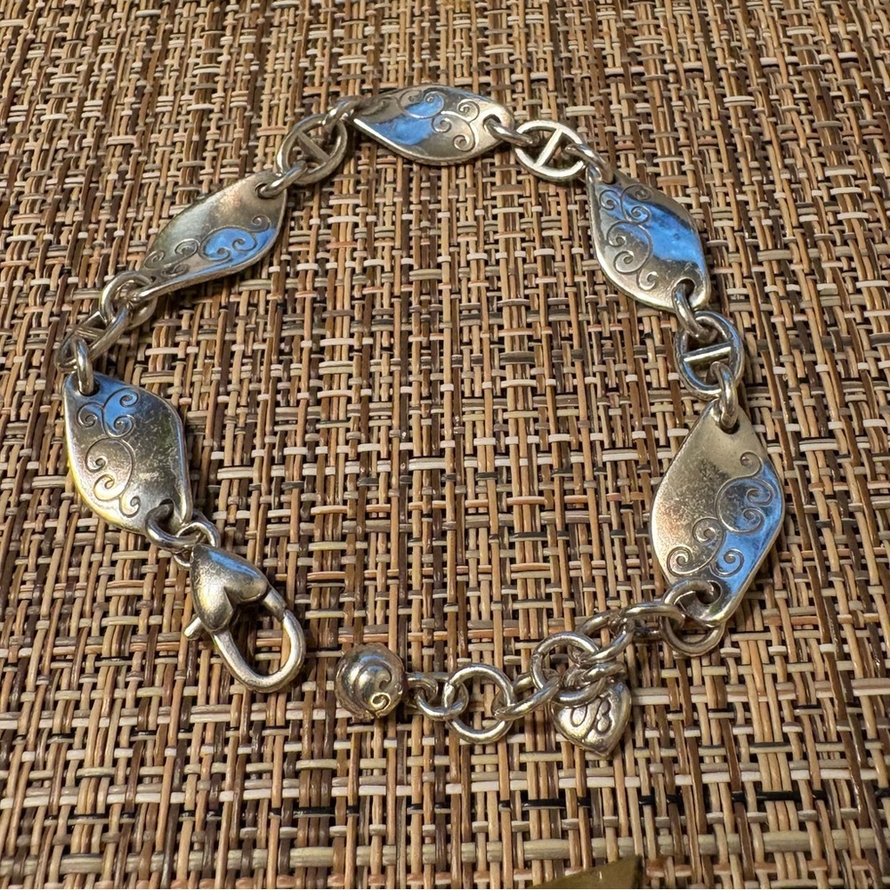 Brighton Twirl Twist Silver Plated Scrollwork Bracelet Links Etched Swirl Leaf - Picture 4 of 4